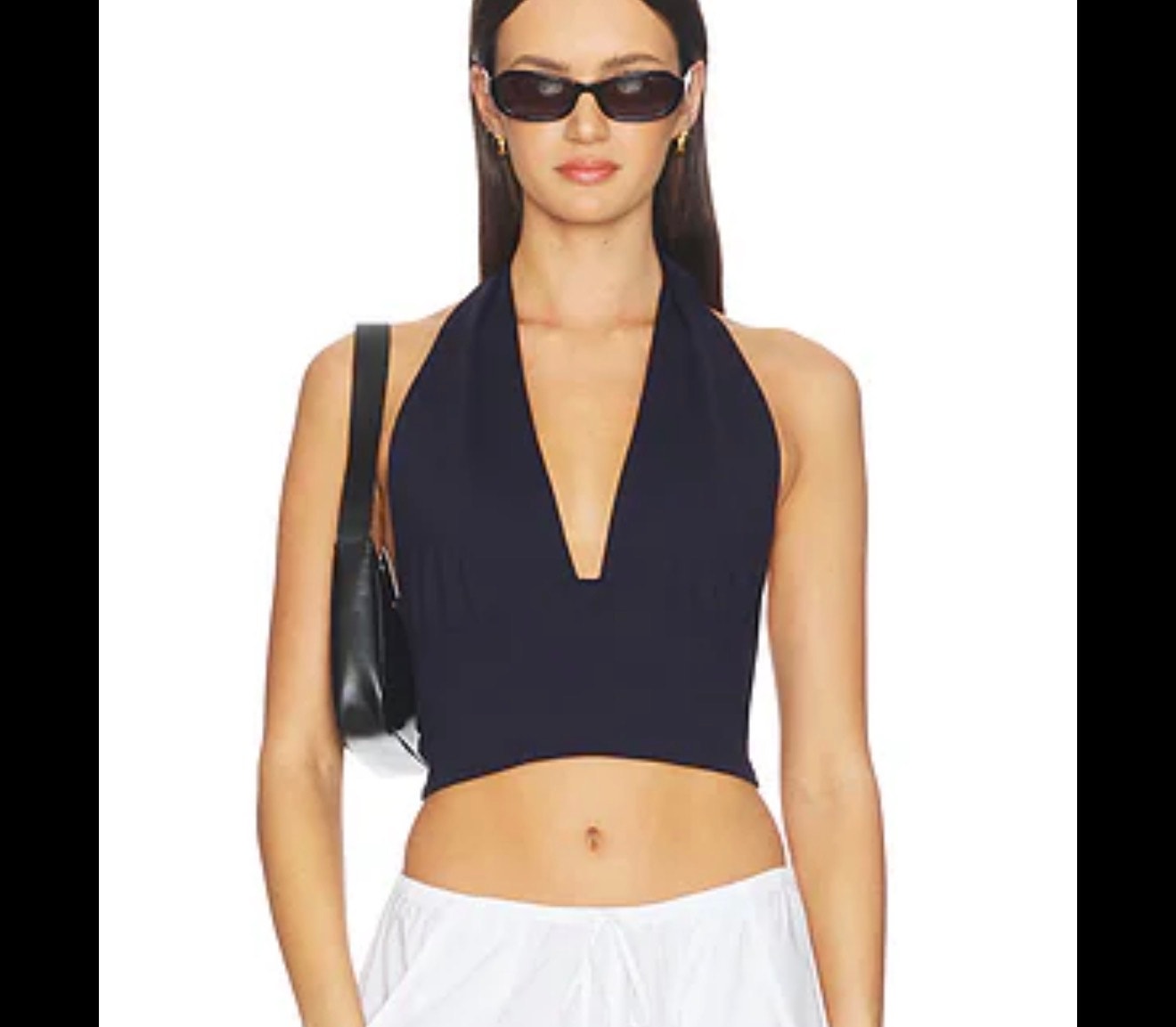 New Susana Monaco Black Halter Stretch Top Sz Xl